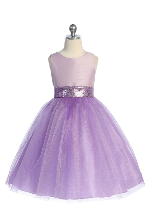 V-Back & Bow Dress, Lavender/Matching Sequins