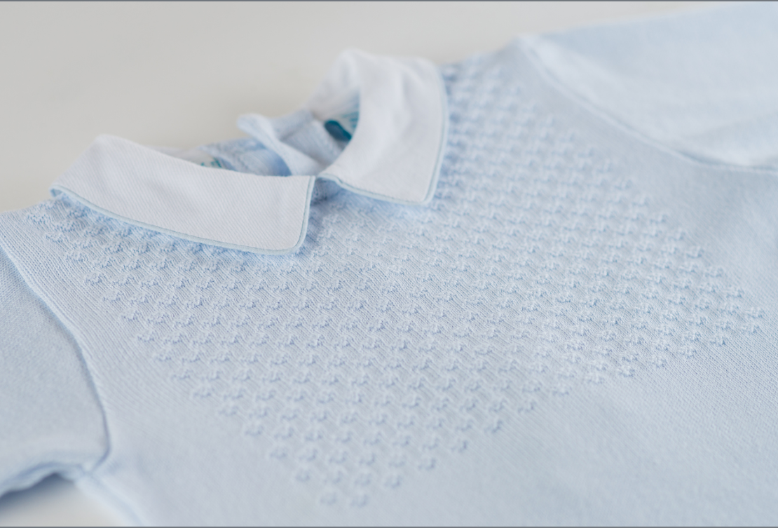 Pique Collar Diamond Knit 2-Piece with Hat