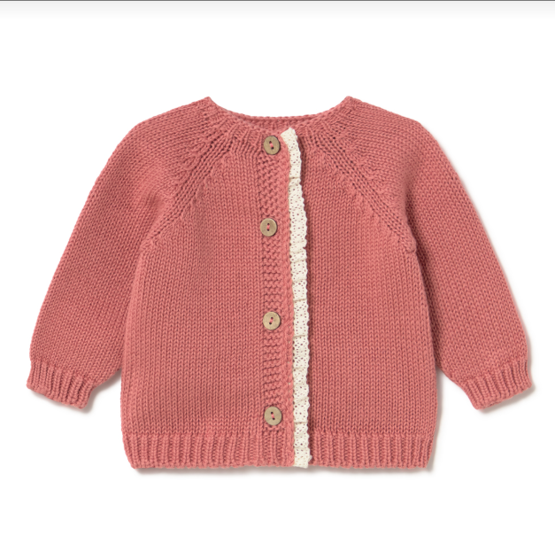 Salma Knit Lace Cardigan, Berry