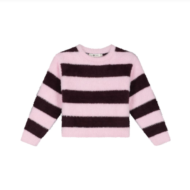 Striped Pullover, Wine Red/Pink