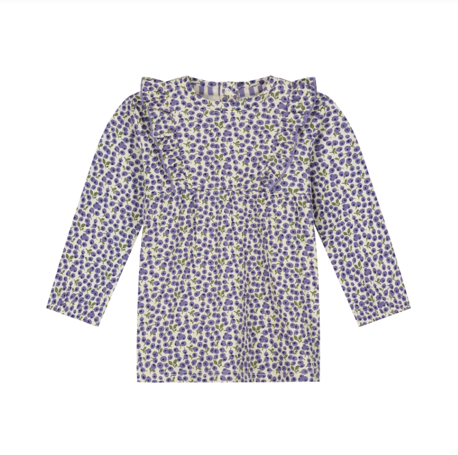 Baby L/S Dress, Blueberries on Cream
