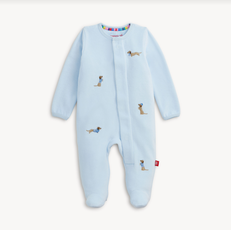 Velour Footie, Embroidery Dogs