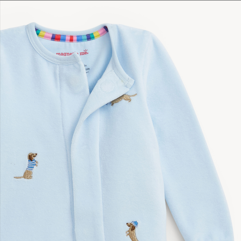Velour Footie, Embroidery Dogs