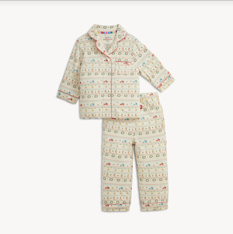 RightFit Pajama Set w/Piping, Traditional Christmas