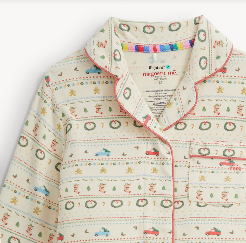 RightFit Pajama Set w/Piping, Traditional Christmas