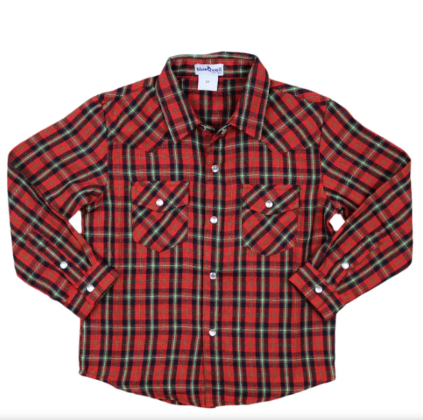 Pearl Snap L/S Shirt, Holiday Plaid