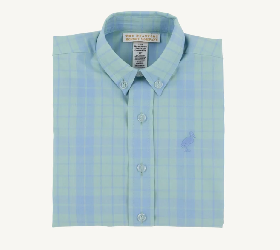 Dean's List Dress Shirt, Audubon Park Plaid/Sarasota Sky Stork