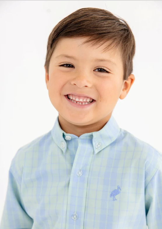 Dean's List Dress Shirt, Audubon Park Plaid/Sarasota Sky Stork