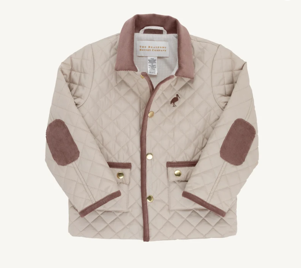 Caldwell Quilted Coat, Keeneland Kakhi/Gray Bay Brown