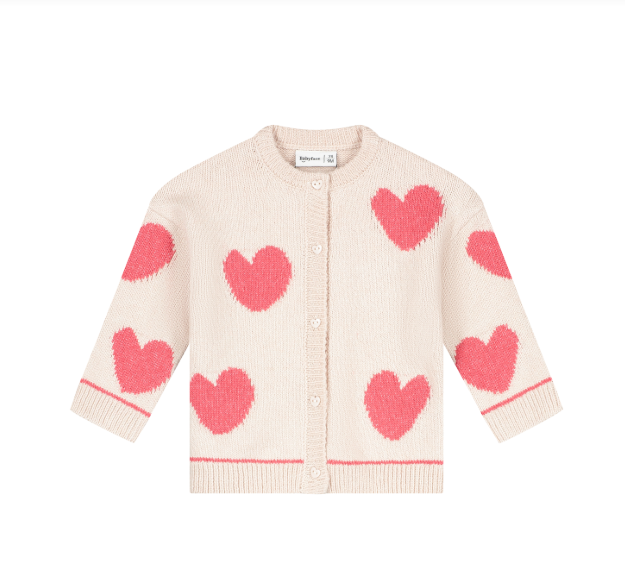 Heart Cardigan, Light Pink