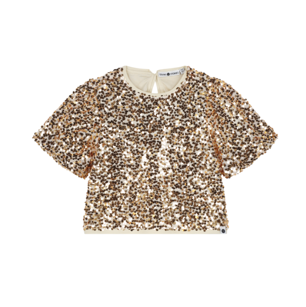 S/S Blouse, Gold Sequin