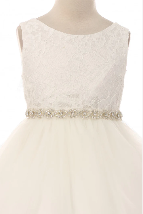 Lace Illusion Dress w/Rhinestone Trim