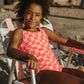 Wavy Checks Swimsuit, Fuchsia