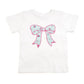 Sky Blue Floral Bow Patch S/S T-Shirt, White