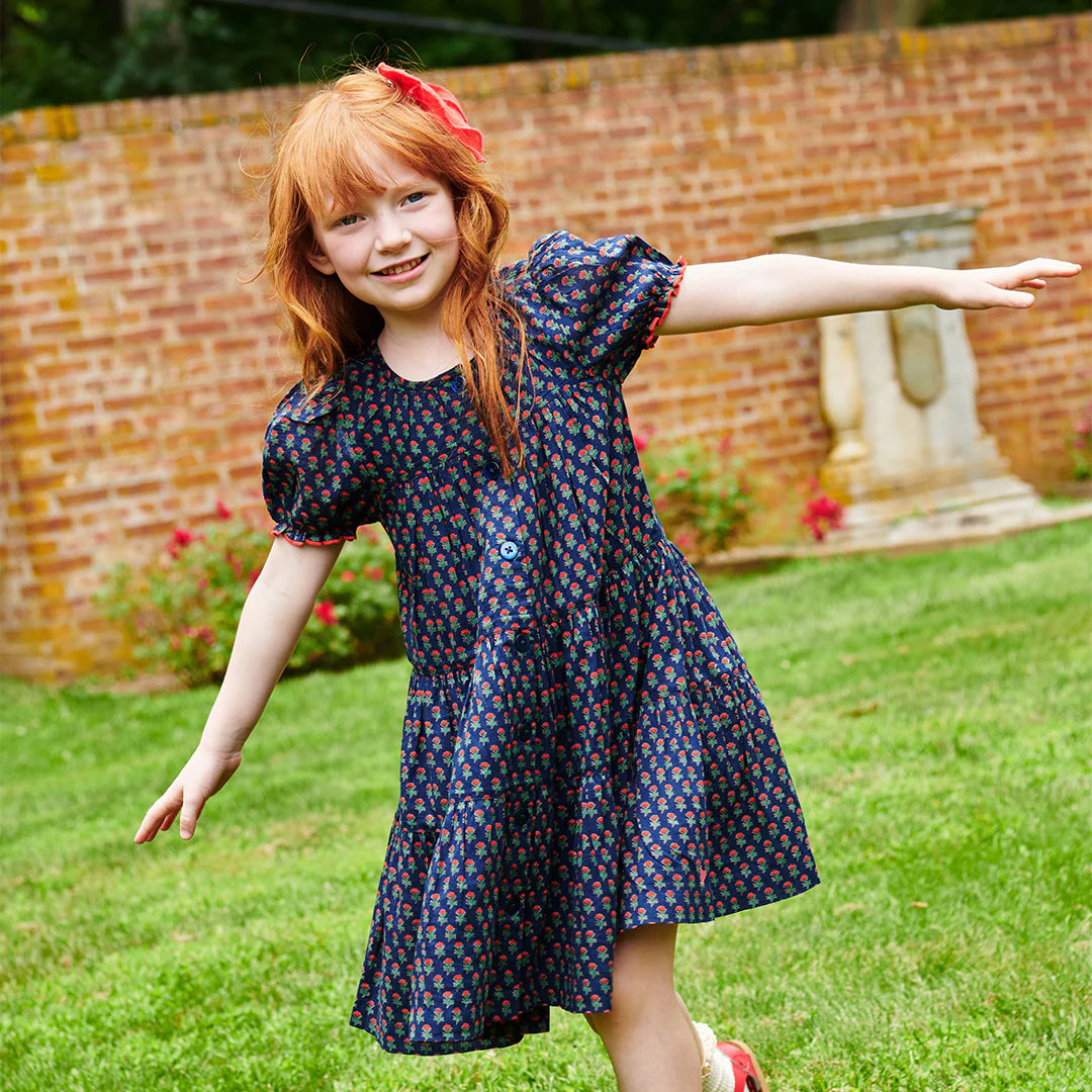 Elizabeth Dress, Navy Carnation