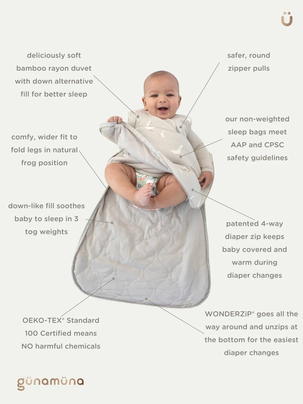 Long Sleeve Sleep Sack, Goose, 1.0 Tog