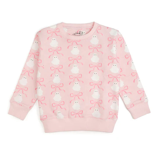 Coquette Ghost Halloween Sweatshirt, Pink