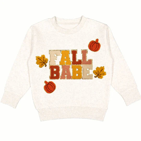 Fall Babe Fun Patch Sweatshirt, Natural