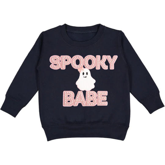 Spooky Babe Patch Halloween Sweatshirt, Black