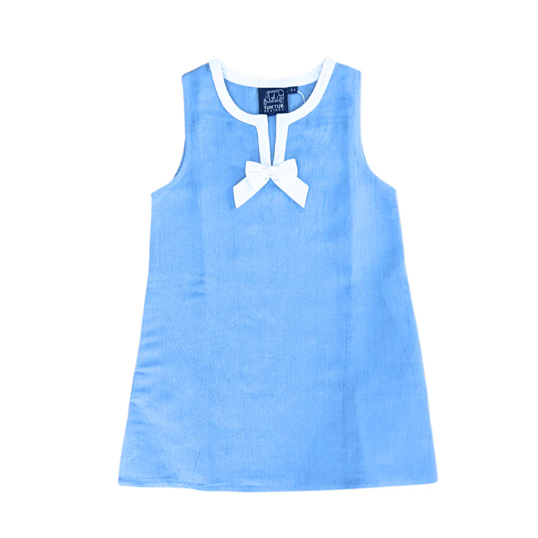Shift Dress, Blue Linen