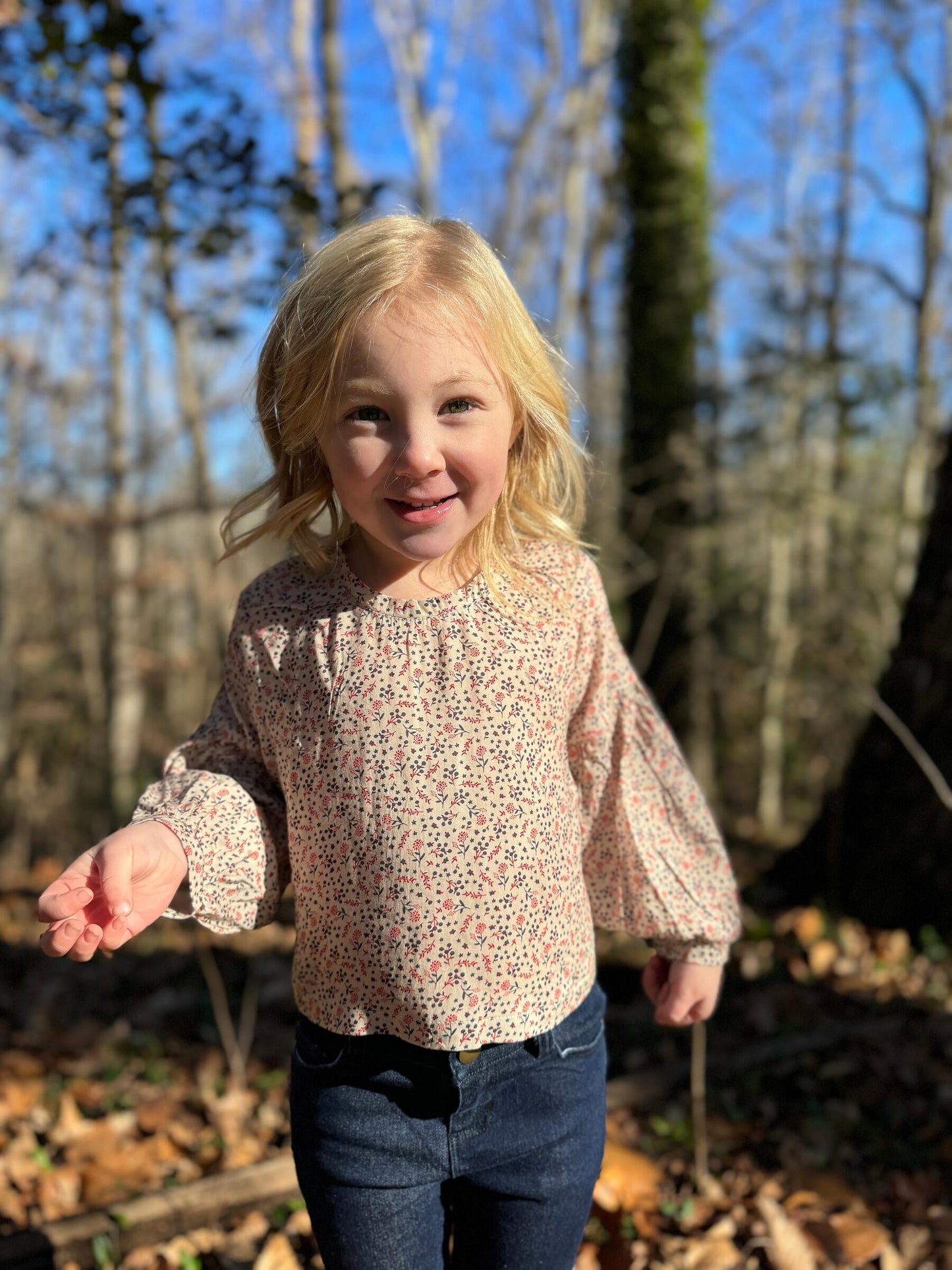 Hannah Blouse, Ivory Floral