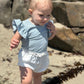 Wren Flutter Sleeve Onesie, Sage Green Stripe