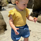 Wren Flutter Sleeve Onesie, Yellow Pointelle