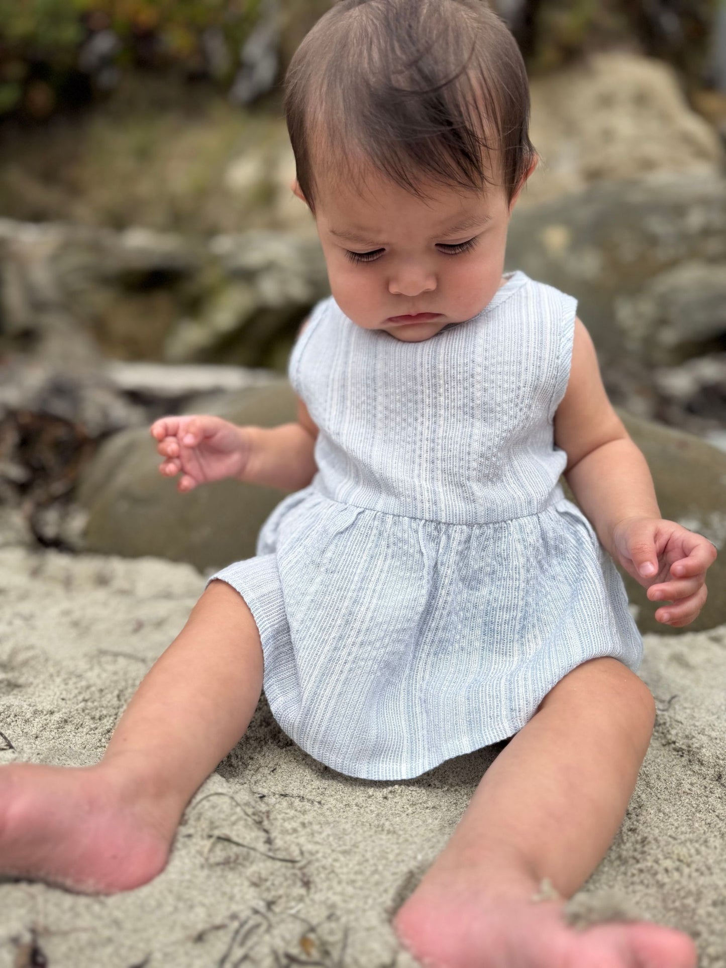 Onesie Dress, Blue Stripe