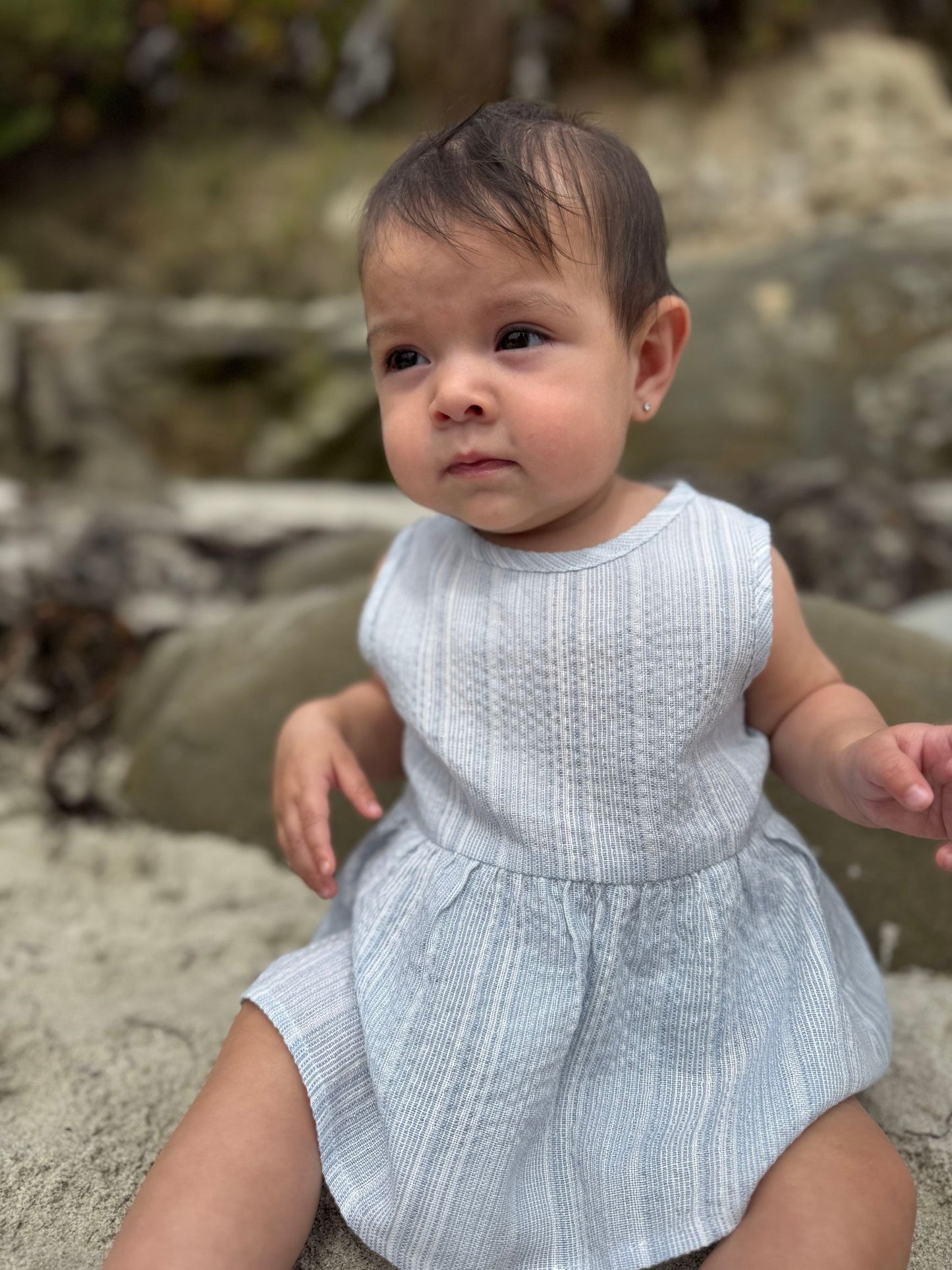 Onesie Dress, Blue Stripe