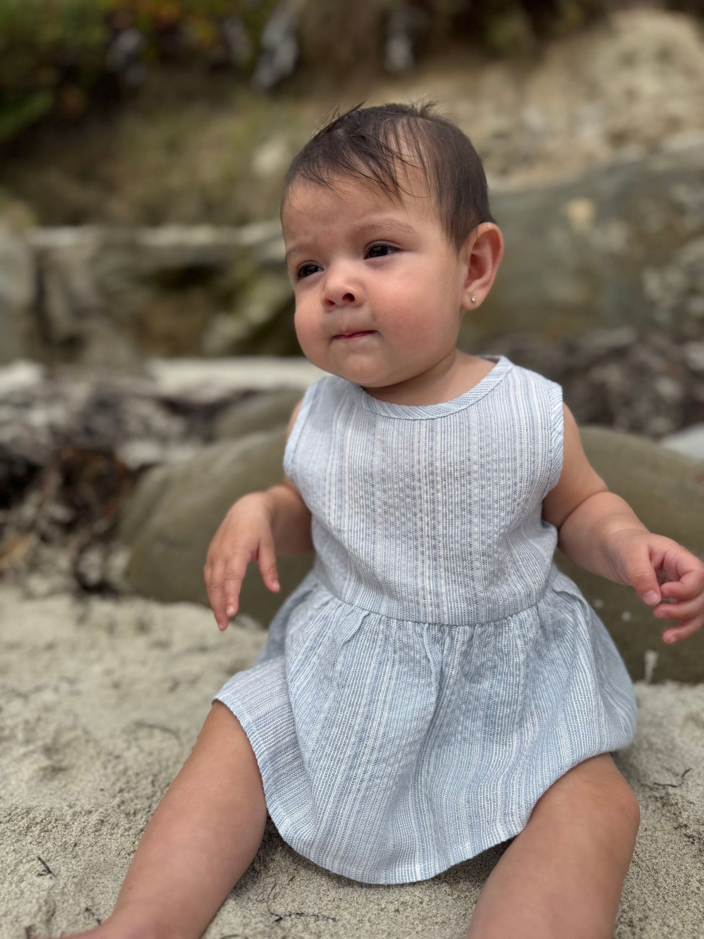 Onesie Dress, Blue Stripe