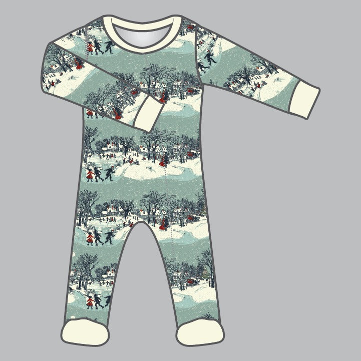 Zipper Footie, Christmas Village