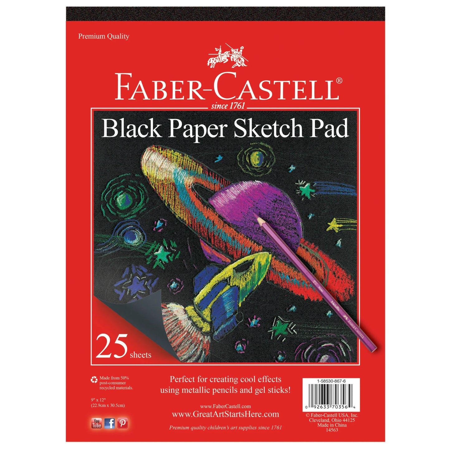 Black Paper Sketch Pad 9"x12"