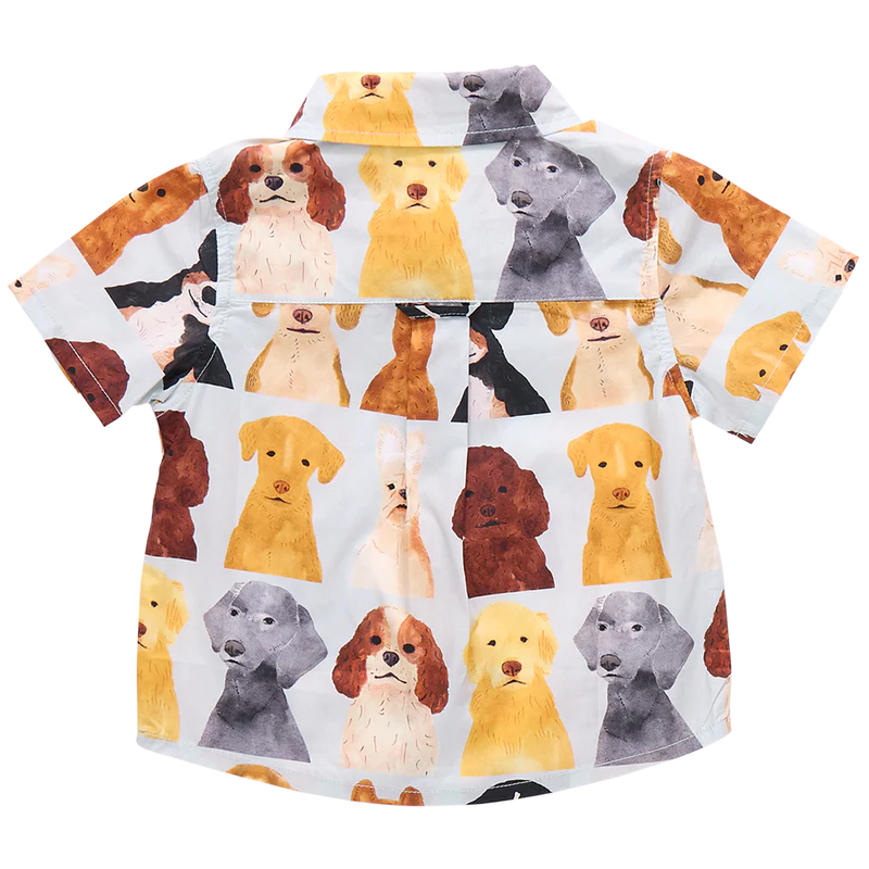 Jack Shirt, Light Blue Watercolor Dogs