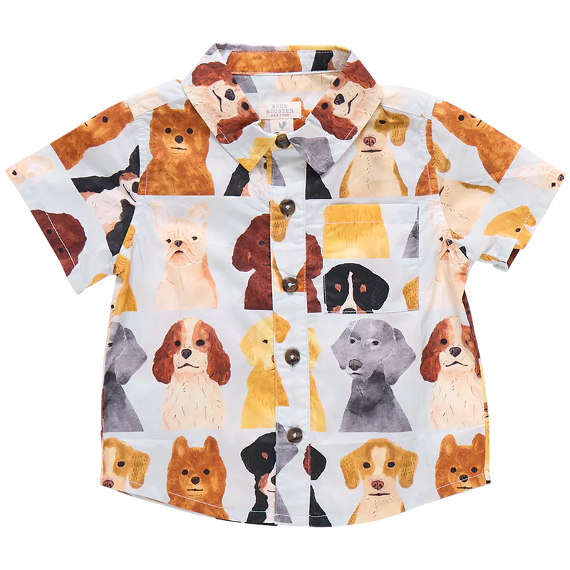 Jack Shirt, Light Blue Watercolor Dogs