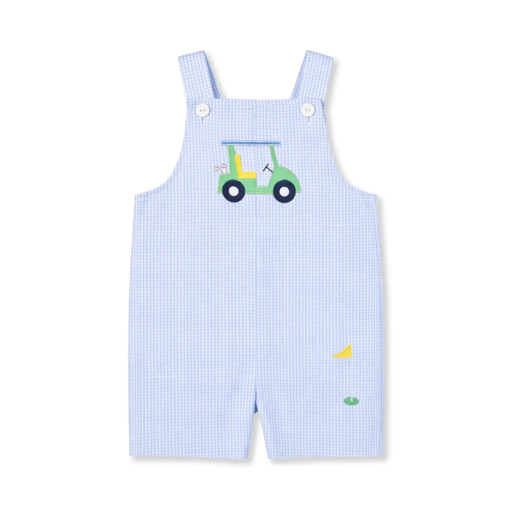 Check Seersucker Shortall w/Golf Cart