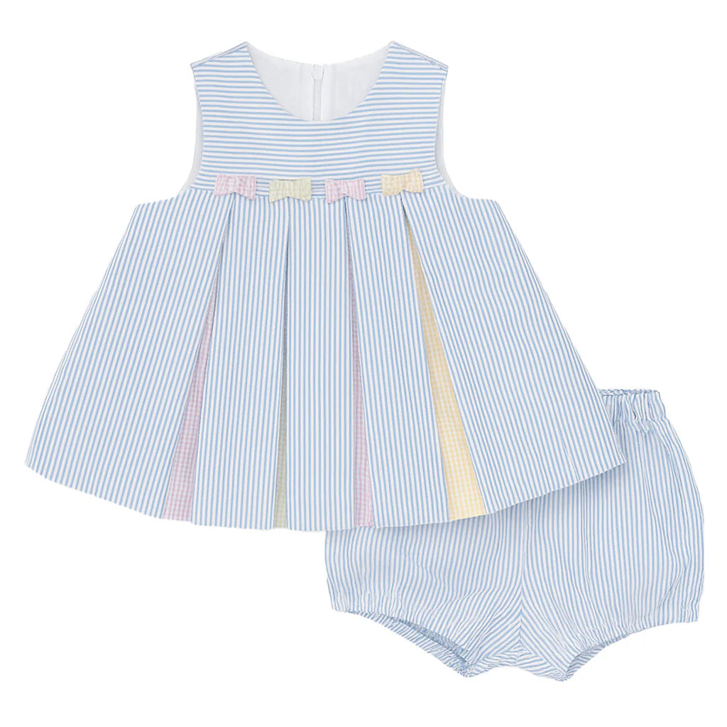 Multicolor Seersucker Dress and Bloomer