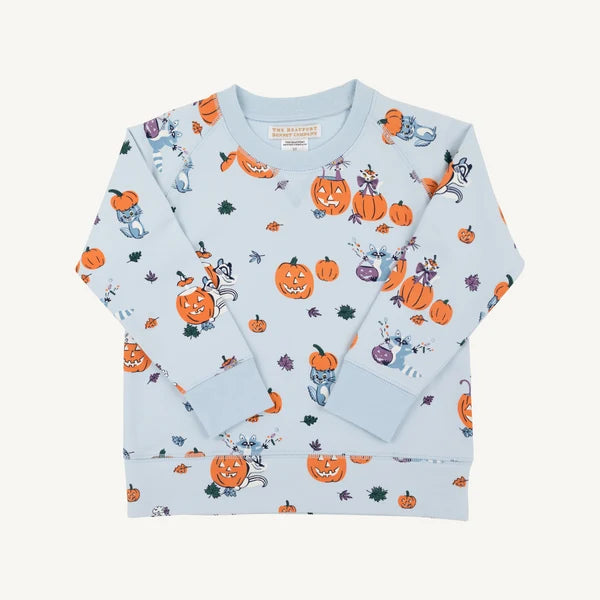 Cassidy Comfy Crewneck, Candy and Critters/Buckhead Blue