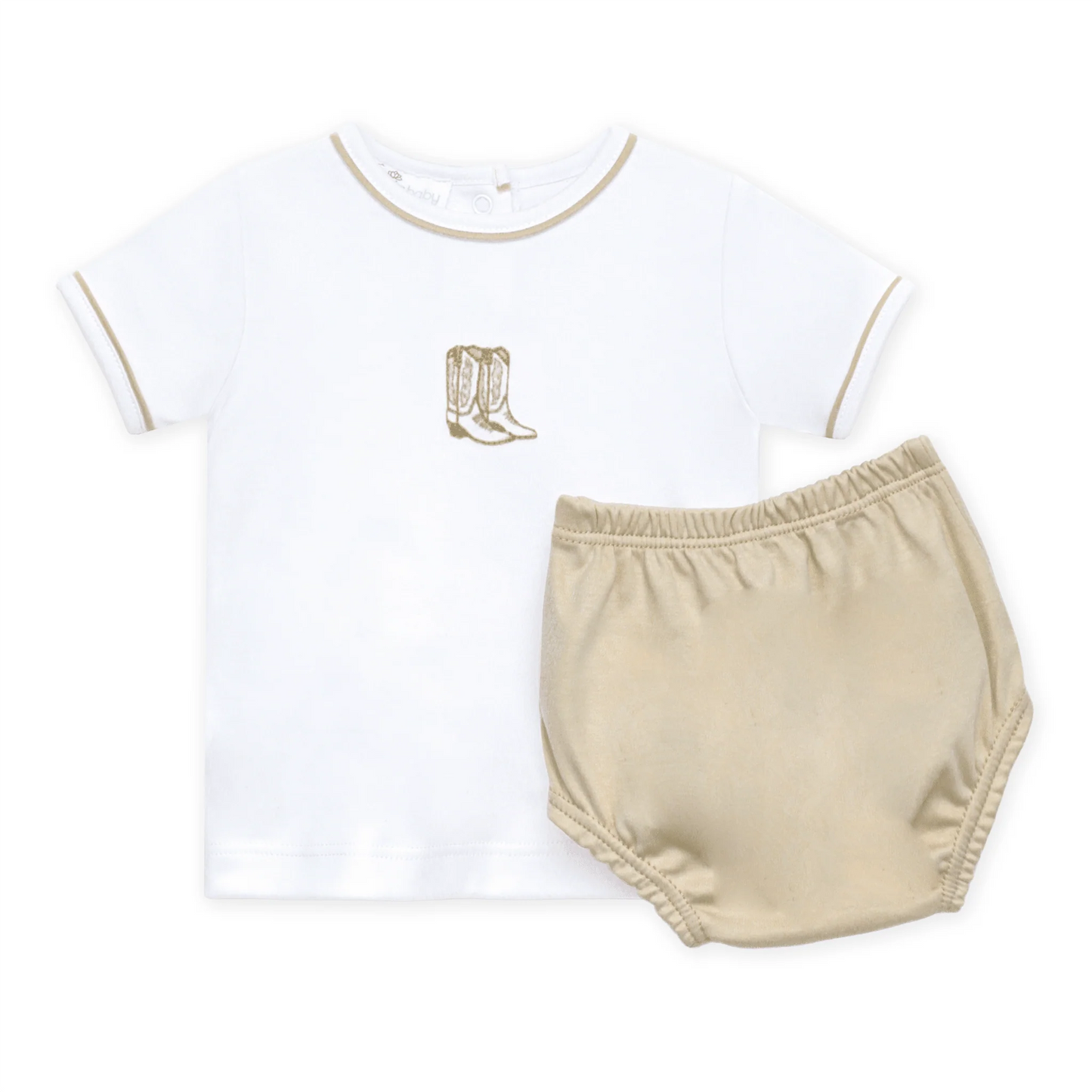 Darling Cowboy Boot Diaper Cover Set, Ivory