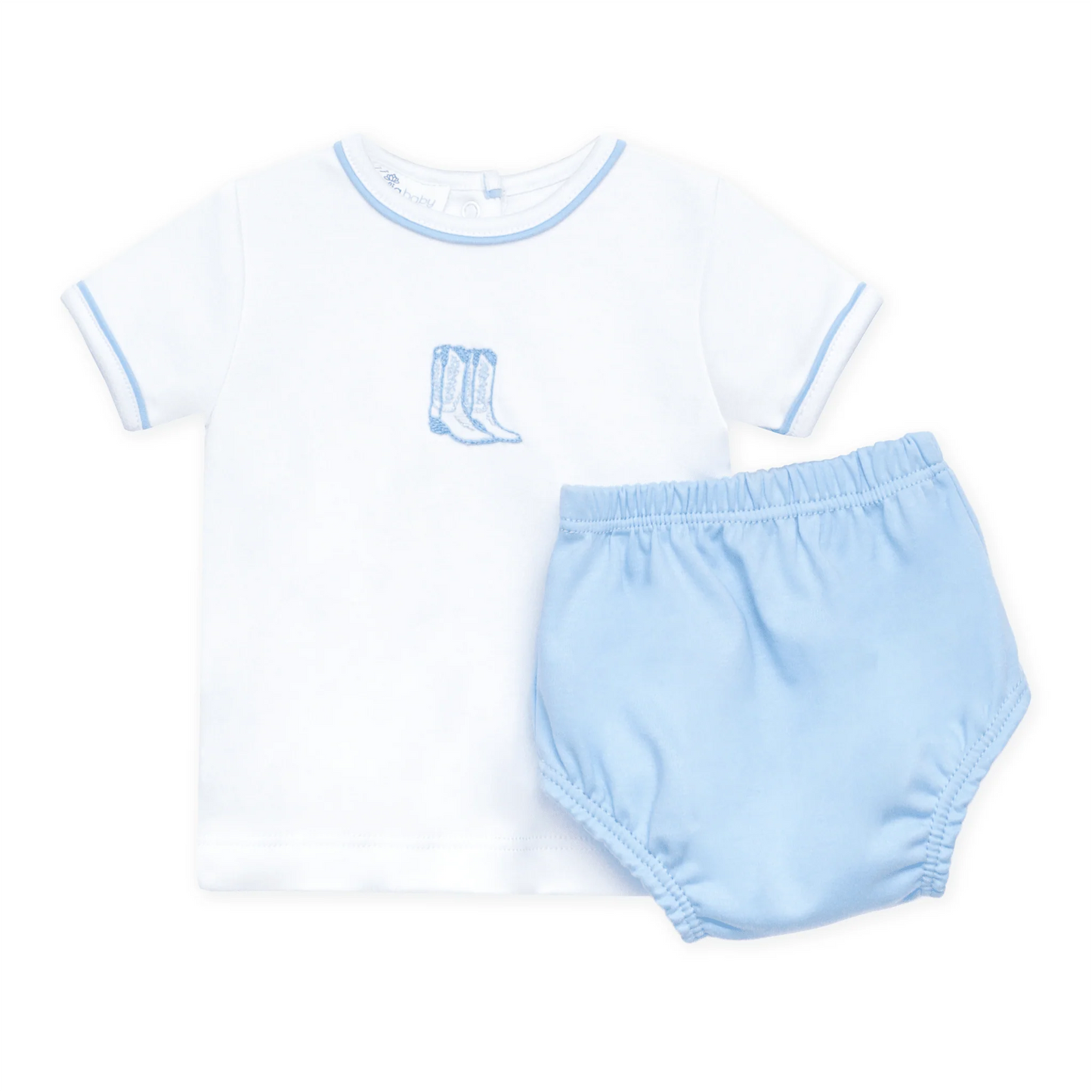 Darling Cowboy Boot Diaper Cover Set, Light Blue