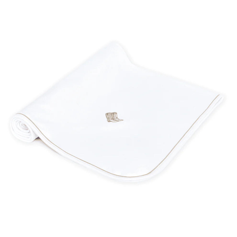 Darling Cowboy Boots Receiving Blanket, Ivory