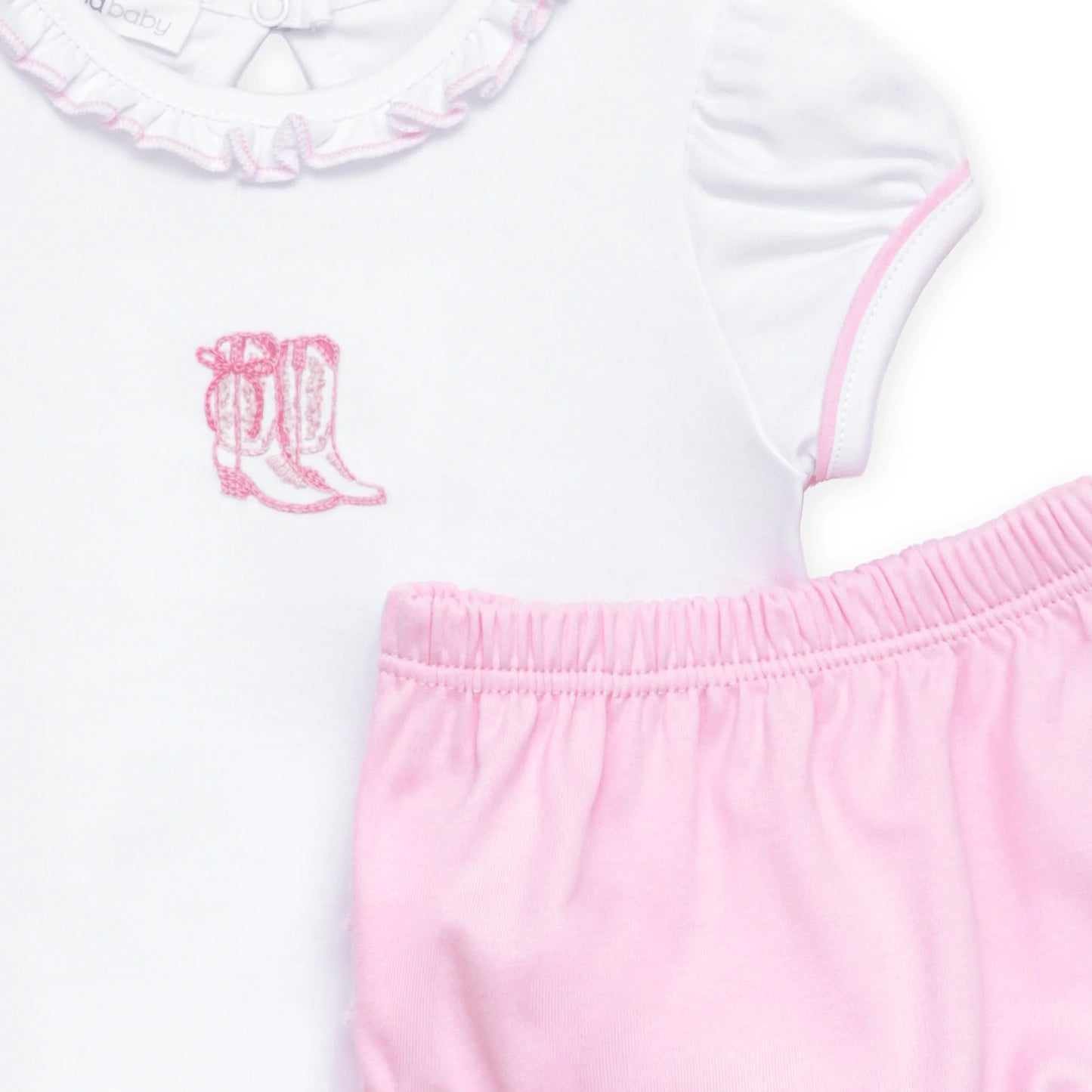 Darling Cowboy Boot Ruffle Diaper Cover Set, Pink