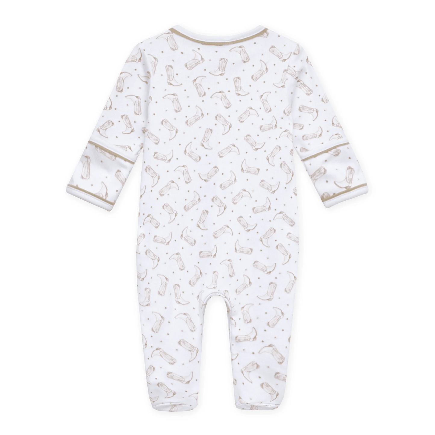 Darling Cowboy Boots Zip Footie, Ivory