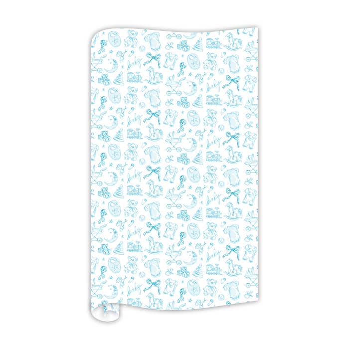 Handpainted Blue Baby Toile Wrapping Paper