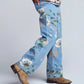 Wide Leg Jean, Floral Denim