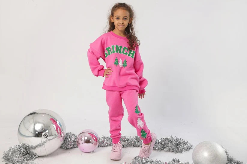 Grinchy Sweatshirt, Barbie Pink