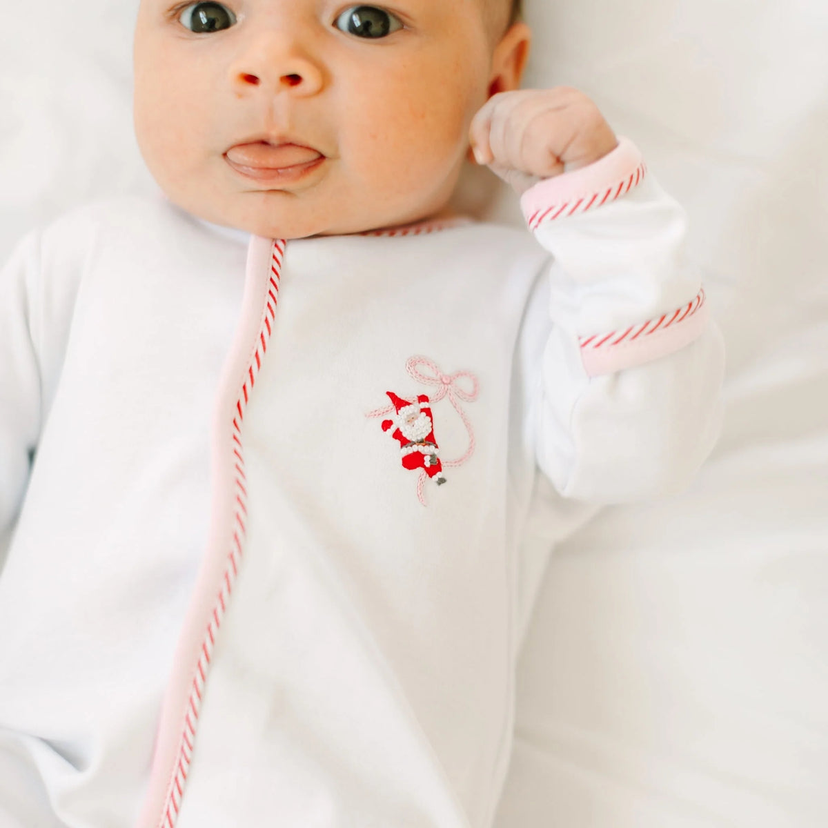 Emb. Ruffle Footie, Jolly Ribbons