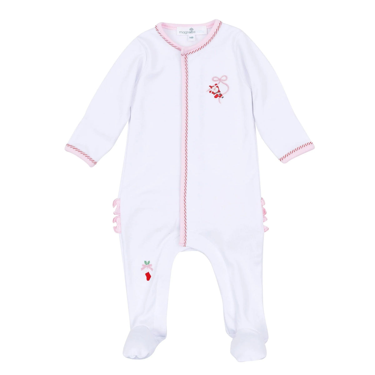 Emb. Ruffle Footie, Jolly Ribbons