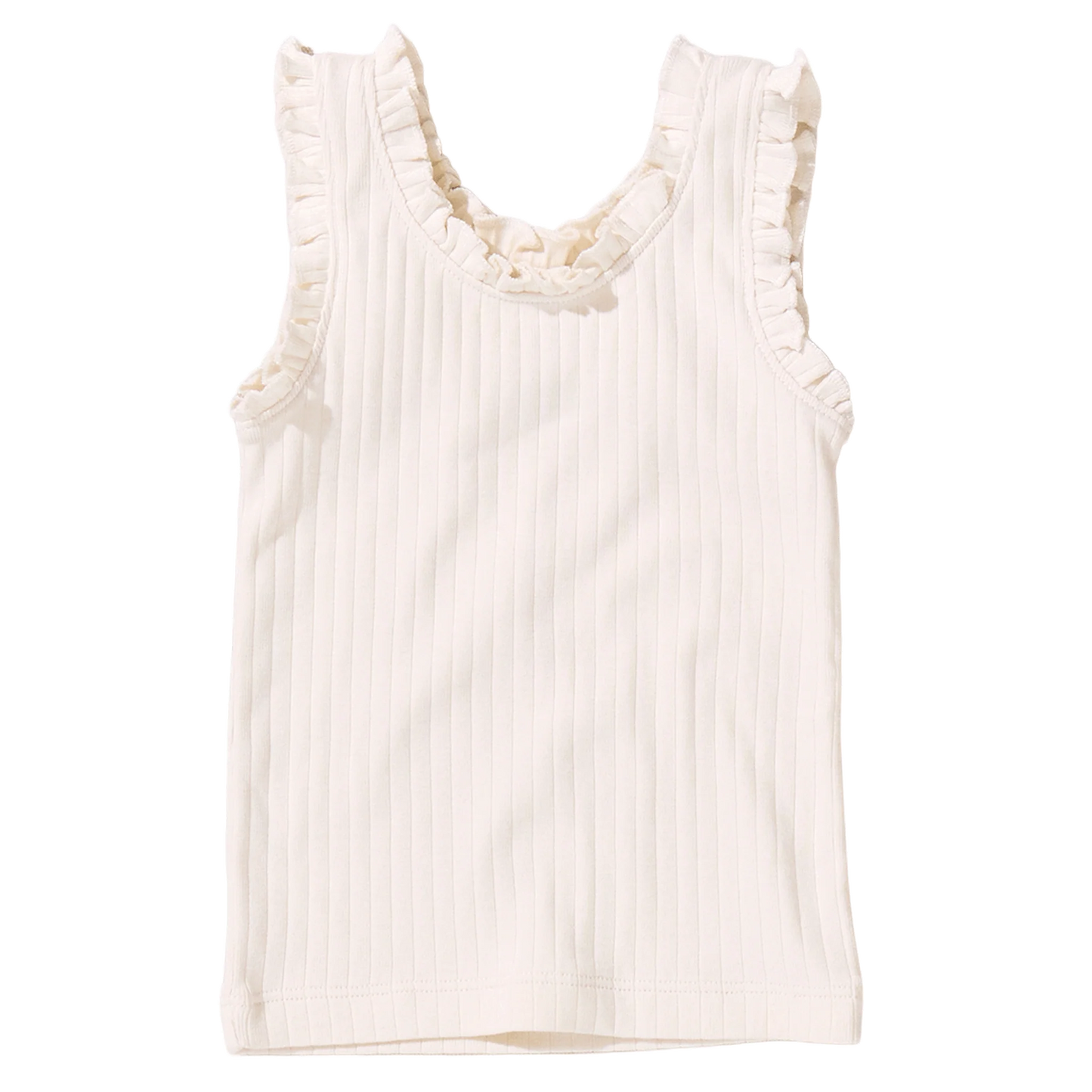 Joy Ruffle Rib Tank, Cream