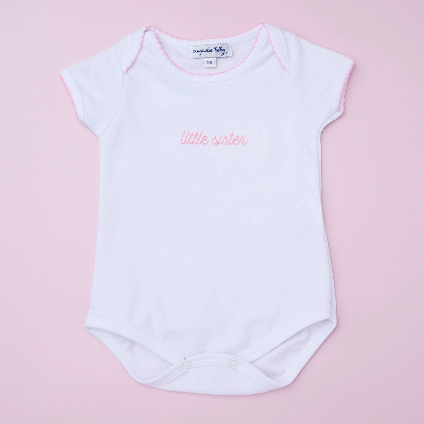 Little Sister Emb. S/S Bodysuit, Pink