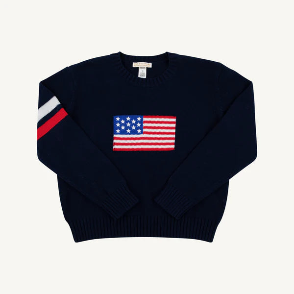 Seaton Intarsia Sweater, Nantucket Navy, Flag